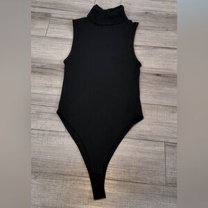 Zara Black Ribbed Turtleneck Bodysuit Women’s Size Small Stretchy Office Layer
